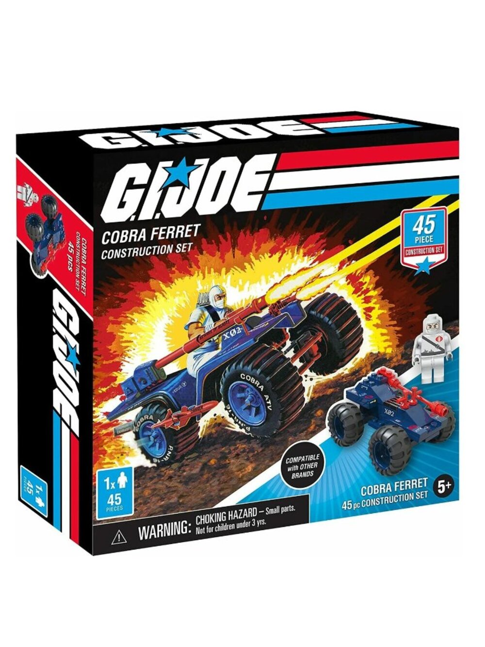 FREE*❤️G.I. Joe Cobra ATV Ferret & Storm Shadow 45 pc Construction Set Hasbro